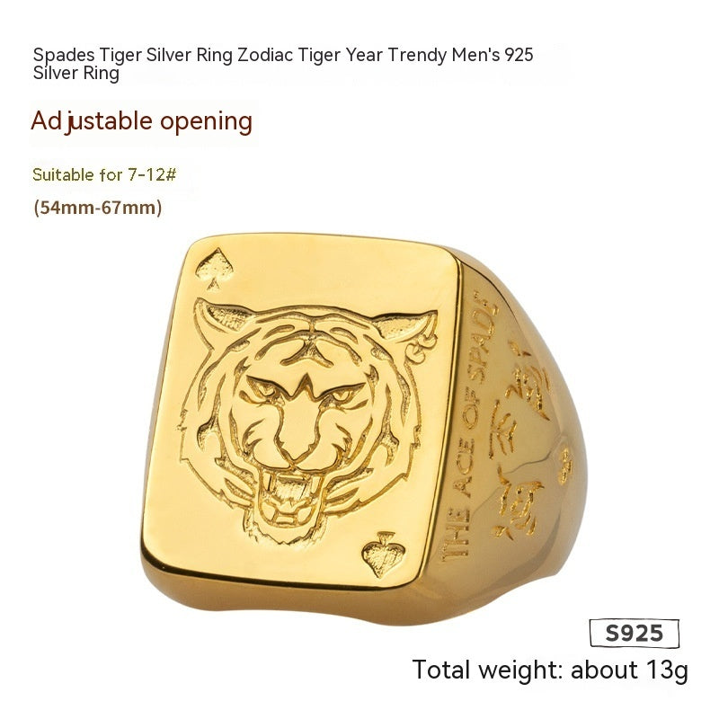 TigerSpade Silver Zodiac Ring