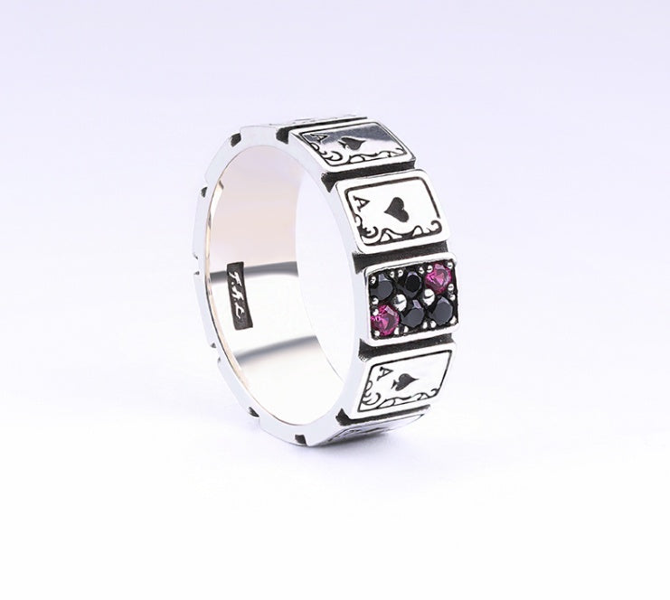 AceClassic Poker Silver Ring