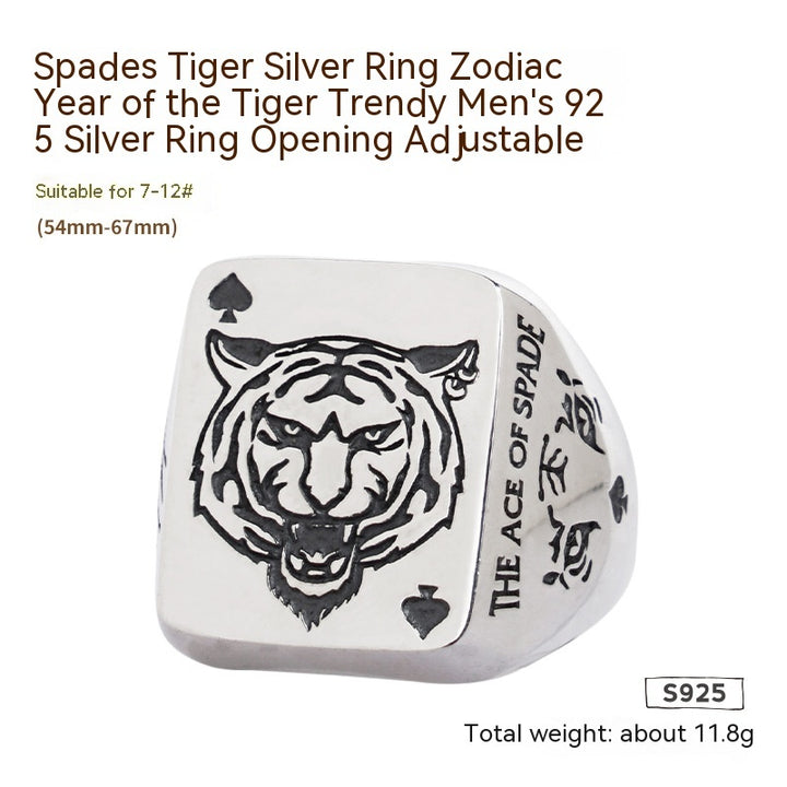 TigerSpade Silver Zodiac Ring