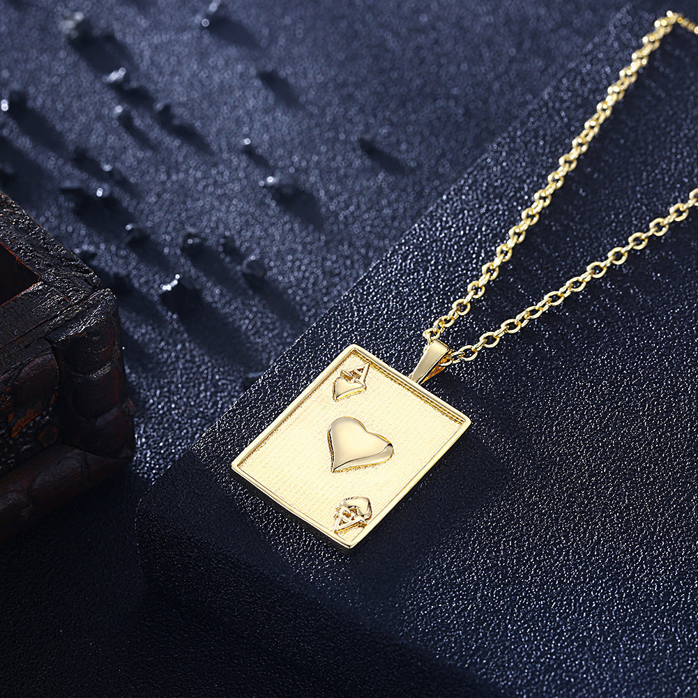 AceHeart Poker Titanium Necklace