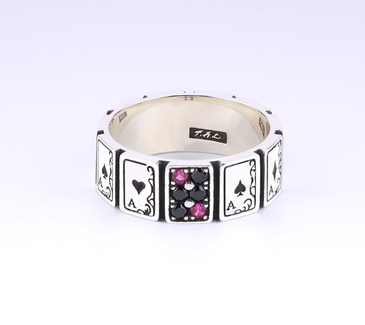 AceClassic Poker Silver Ring