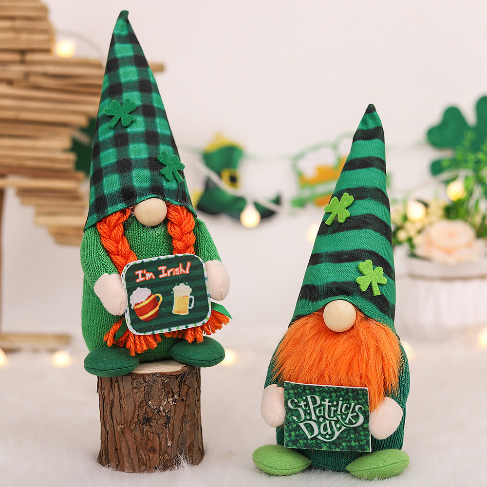 PaddyPair Irish St. Patrick’s Day Striped Plaid Hat Couple Doll