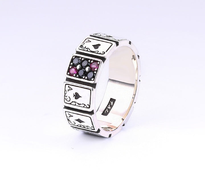 AceClassic Poker Silver Ring