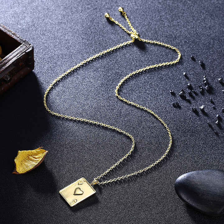 AceHeart Poker Titanium Necklace