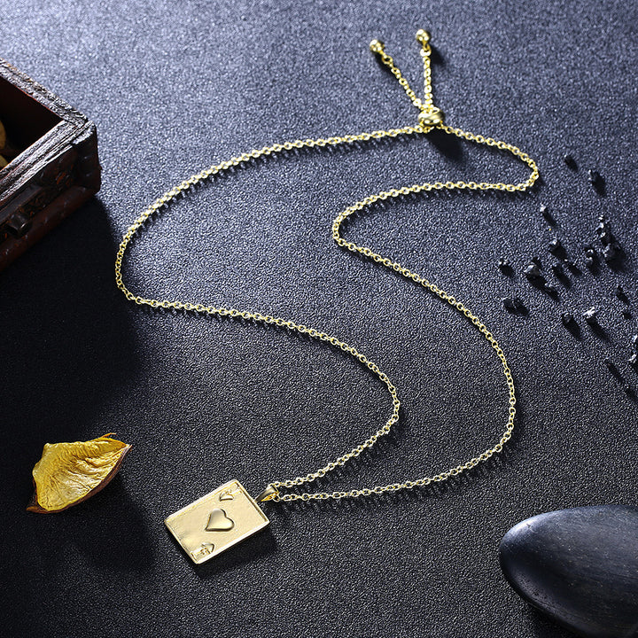 AceHeart Poker Titanium Necklace